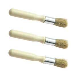 3 - Piece Set of Natural Bristle Wax and Paint Brushes with Wooden Handles, Ideal for All Paints, Home Decor, and DIY Art Crafts