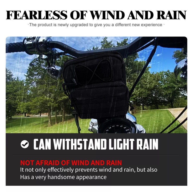 HDBUBALUS Universal Motorcycle Handlebar Backrest Nylon Bag w/ Waterproof Storage