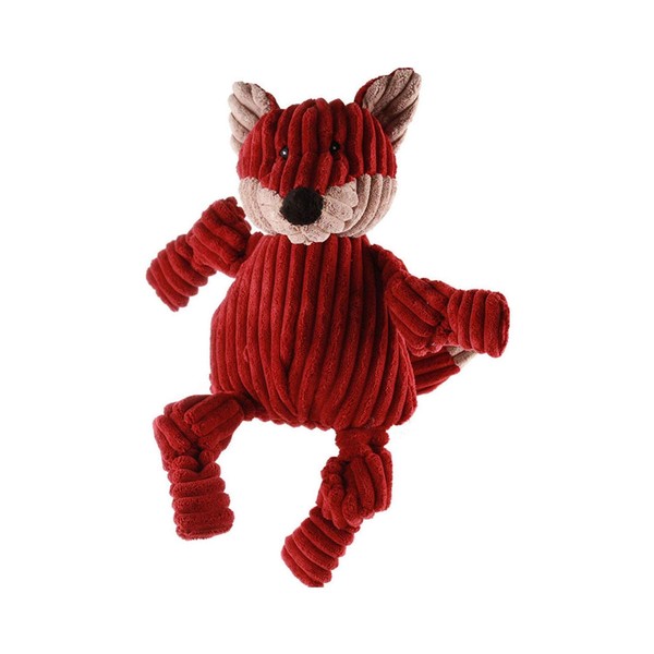 HuggleHounds Plush Corduroy Durable Squeaky Knottie, Dog Toy, Great Dog