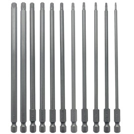 Sutekus 6" Long Torx Bit Set 11 Piece Torx Head Screwdriver Bit Set with 1/4 Inch Hex Shank S2 Steel Tamper Proof Star Design with Magnetic, T6-T40