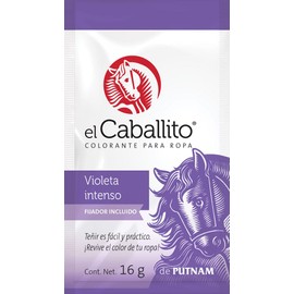 el Caballito, el único Colorante en Polvo para ropa color Violeta intenso ¡Revive y cambia el color de tu prenda favorita! Sobre con 16g