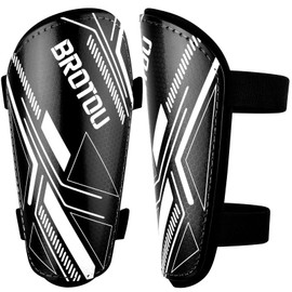 BROTOU Children's Football Shin Pads with Adjustable Straps Football Shin Pads Lightweight Durable Non-Slip for 3-18 Years Boys and Girls Teenagers (XS)