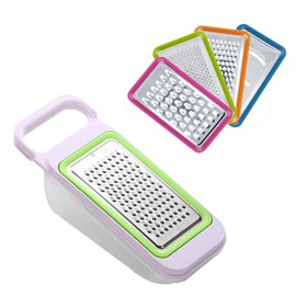 Cheese Grater 4 in 1 Set - Graters for Kitchen Includes Box Grater, Zester, and Vegetable Shredder, Stainless Steel and Plastic Design with Container and Lid