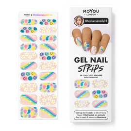 MOYOU LONDON Universenails18 01 Semi-Cured UV Gel Strips - Pack of 20 - UV Curing Gel for Manicure in Salon Quality - Set with Nail File & Wooden Cuticle Sticks