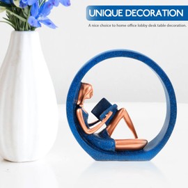 Garneck Reading Girl Statue Beautiful Women Resin Statues Living Room Home Decor Ornament