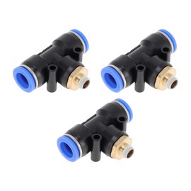 HOPESPANNER Push to Connect Air Fittings 1/2" t Type Air Line Quick Joint Plastic Metal 1/8" BSPT 3 Pcs Black Gold Tone