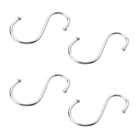 MroMax 4Pcs Heavy Duty S Hooks 80x35mm Nickel Plating Pan Flat Holder Rack Hooks Hanging Hangers S Shaped Hooks for Kitchenware Pots Utensils Clothes Bags Hat Towels Plants Silver Tone