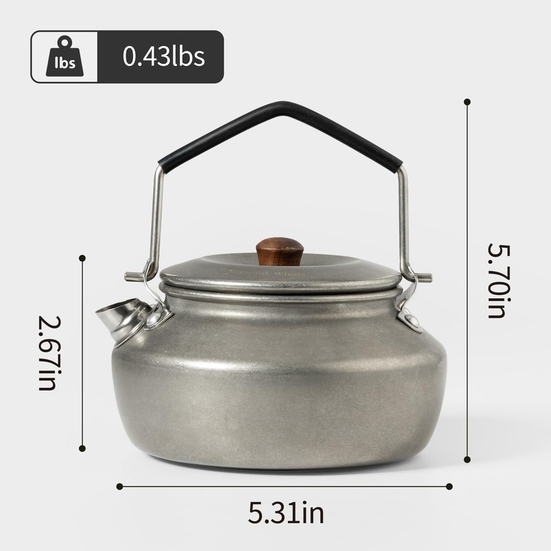 Thous Winds 0.6 Liter Lightweight Stainless Steel Camping Kettle Portable