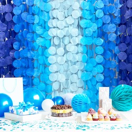 205 Ft Ombre Blue Polka Dot Backdrop Streamer Royal Blue Tissue Paper Hanging Circle Dot Garland for Under The Sea Nautical Ahoy Achor Theme Birthday Baby Shower Graduation Wedding Party Decorations