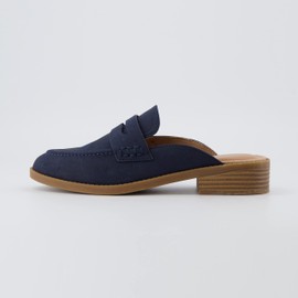 CUSHIONAIRE Prescott - Mule sin Cordones para Mujer + Espuma viscoelástica, Anchos Disponibles, Marino, 7.5 US