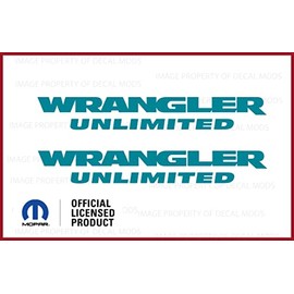 Decal Mods Fender Wrangler Unlimited Small Side Logo Graphic fits Jeep Wrangler JK (2007-2018) (Set of 2) (Turquoise/Teal) | SJ3Y4