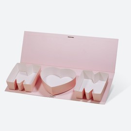 Geoto 17.3"x6.02"x2.05" Pink/Red/White Creative Mother's Day Gift Packaging Idea Fillable MOM Letter Shaped Gift Boxes(Pink)
