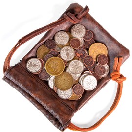 The Dragon's Hoard: 60 Real Metal Fantasy Coins with Leather Pouch | Board Game Accessory for Tabletop RPG Role-Play Strategy Games | Bronze, Silver, and Gold Colored Coins