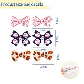 Baseball Rugby Bow Hair Clip Set Ribbion Bows Hair Accessories for Sister Girls Birthday Gifts for Teens Women Hair Decorations Barrettes Rugby Football Lover Gift Bowknot HairPin for 6