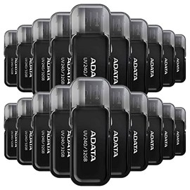 PSA COMPUTO Y PAPELERIA Kit 20 Piezas Memoria USB 32 GB (Modelo AUV240-32G-RBK) Flash Drive Negro 2.0, Compatibilidad Completa, USB Tipo A con Capucha Abatible