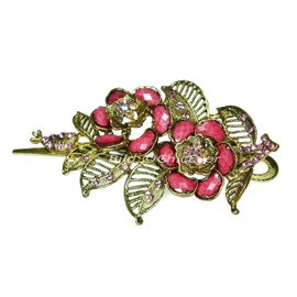 Beautiful Rose Hair Clip Vintage Look Metal Rhinestone & Acrylic Hair Clip Hair Clips Pink Gold 5220f