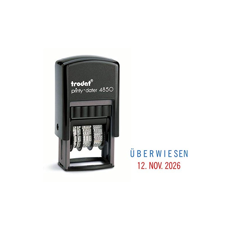 Trodat 4850 Professional Date Stamp with 2-Colour Ink Pad Blue/Red