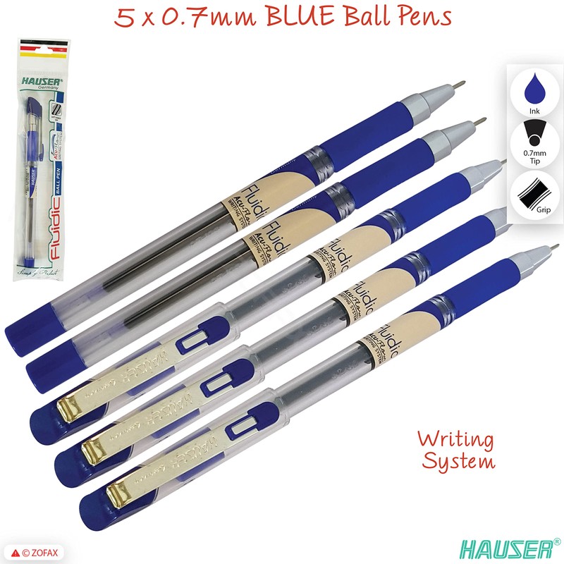 HAUSER Fluidic 5 x 0.7mm BLUE Acu-Flow Smooth Ballpoint Pens