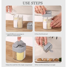 4 Pack Multi Spice Container Portable Travel Camping Seasoning Condiment Dispenser Plastic Salt Pepper Shaker Picnic Cooking Seasoning Box or Travel Kitchen