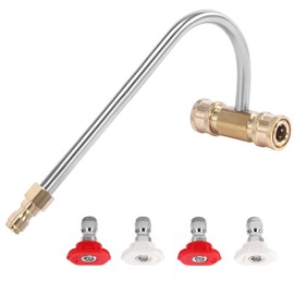 FIXFANS Pressure Washer Gutter Cleaner Attachment, 4000 PSI, Gutter Cleaning for Power Washer with 4 Nozzles, 1/4 Inch Quick Connect