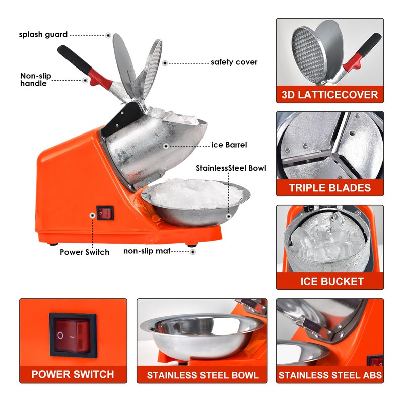 Electric Shaved Ice Machine,with Ice Pick and Scoop,3 Blades of