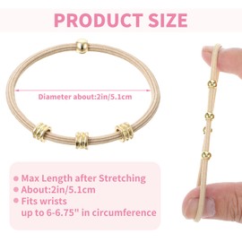 Qianyu 5PCS Gold Boho Hair Ties Bracelet Beads Elastic Ponytail Holders Trendy Fancy Scrunchies No-Damage Hairtie Cute Style Hair Decorative Accessories for Women Girls Thick Thin Curly Hair Wrist