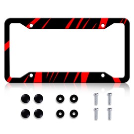 Red and Black License Plate Frame - Black Red Cool License Plate Frame Cover Holder Aluminum Metal, Rust-Proof Waterproof Car Decorative Tag Frames for Standard Us 12x6 Inch