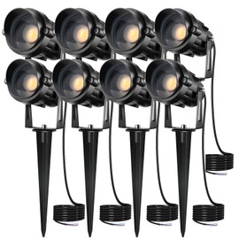 AHSELLUS 7W Low Voltage Landscape Lights 12V 24V AC/DC Focusing Lens LED Spotlight Outdoor Lights Yard Lights Garden Lawn Landscaping Lights 700LM IP66 Waterproof Spot Lighting Stake Tree Light