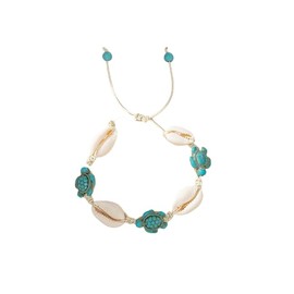 TengRiah Boho Sea Turtle Starfish Shell Beach Ankle Bracelet Adjustable Summer Ocean Pearl Heart Sunflower Rice Bead Bracelet Jewelry for Women-3