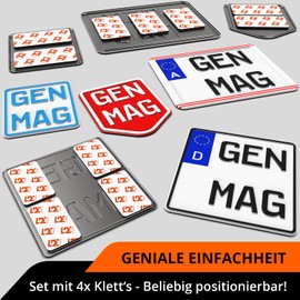 GENMAG® Velcro Number Plate Holder Motorcycle Scooter Moped Moped [Extra Strong & Universal] Motorcycle License Plate Holder Austria & Germany Number Plate Holder Frameless Motorcycle License Plate