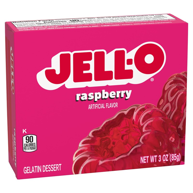 Jell-O Raspberry Gelatin Dessert Mix, 3 oz Box (Pack of