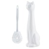 Allure Home Creation White Cat 2-Piece Toilet Brush Holder and