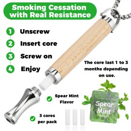 LAMKHOO Breathing Necklace to Quit Smoking and Vaping with Refillable Mint Pods Stop Smoking Aids Fidget Necklace for Anxiety Relief Smokeless Inhaler for Adults, one size, Acrylic, No Gemstone