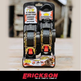 Erickson 34415 Pro Series Black Retractable Ratcheting Tie-Down Strap (Pack of 2, 1" x 10')