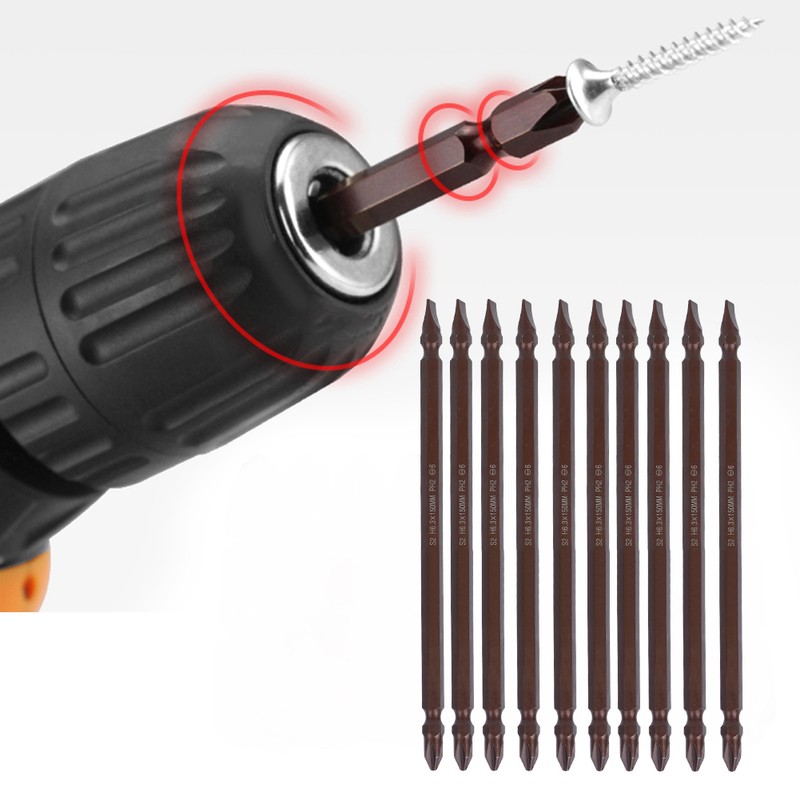 10Pcs Double End Screwdriver Bits H6.3 Magnetic CrossShaped Bit Long