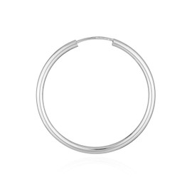 NKlaus Single 585 Gold White Gold Creole Earrings 1.9 mm Round Gold Earring 30 mm 9045, Yellow Gold