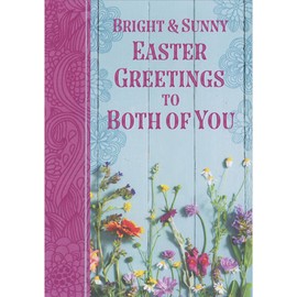 Designer Greetings Colorful Long Stemmed Flowers Climbing Blue Wood Plank Wall Easter Card for Both of You