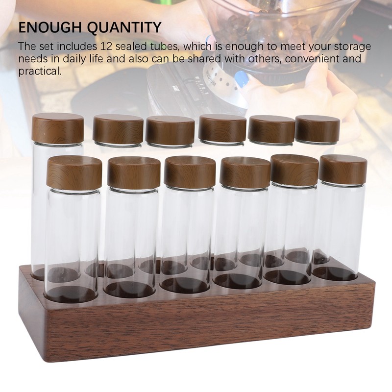 12pcs Coffee Bean Storage Tubes Glass Sealed Dosing Coffee Bean