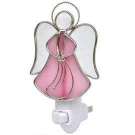 Stained Glass Angel Night Light Decorative Accent Lite Wall Plug in Nightlight for Hallway Bedroom Bathroom Kitchen Nature Themed Home Décor