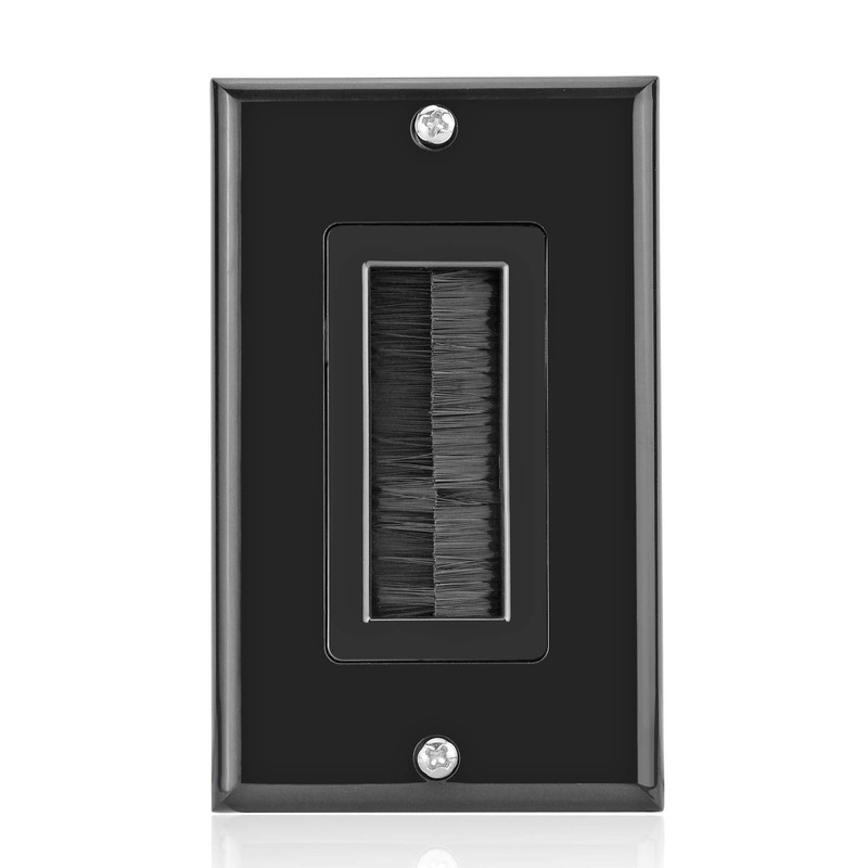 Brush Wall Plate Decora Style, Cable Pass Through Faceplate Insert