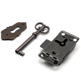 LBTODH Antique Cabinet Lock Retro Desk Lock Spring Door Lock with Key and Mounting Screws (Bronze)