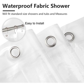 Waterproof Fabric Shower Curtain or Liner Bath Organizer with 9 Mesh Pockets Clear 72 x 72 inch Lightweigh Waterproof Liner
