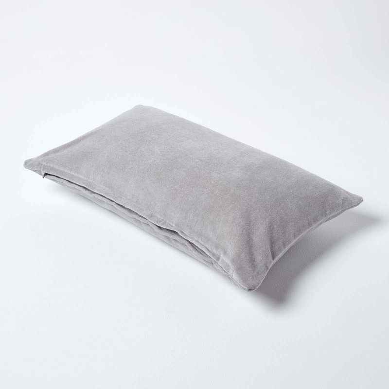 Homescapes Velvet Cushion Cover, Grey, Soft Decorative Cushion Cover 30