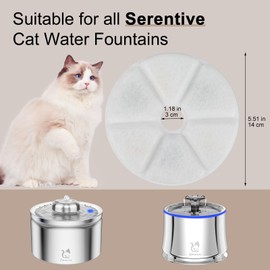 Serentive Cat Water Fountain Filter Replacement 10 Pack Pet Fountain Filters Triple Filtration System for Dog Drinking Fountain