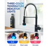 LUFEIDRA Black Kitchen Faucet with Sprayer LED Light, High Arc