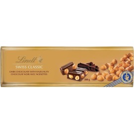 LINDT SWISS CLASSIC Gold Dark Chocolate Bar with Hazelnuts, 300 Gram Chocolate