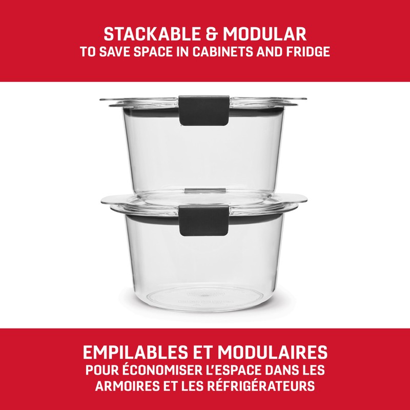 Rubbermaid Brilliance Round Leak Proof Food Storage Containers, 3.5 cup
