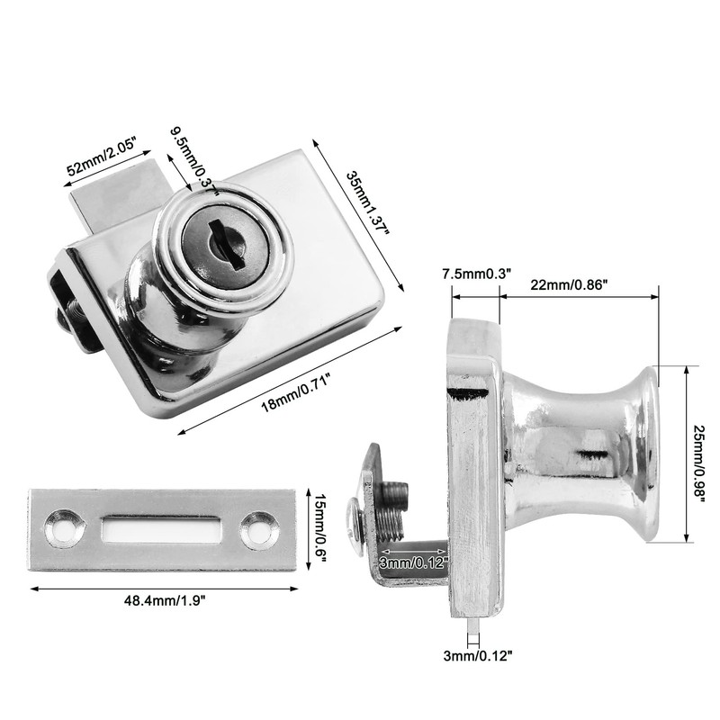LDEXIN Double Door Display Cabinet Lock with Keys, Zinc Alloy