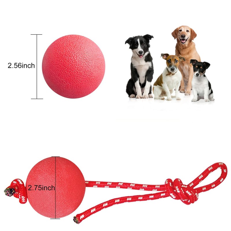 LHKJ 3 Pcs Dog Toy Natural Rubber Rope Ball For