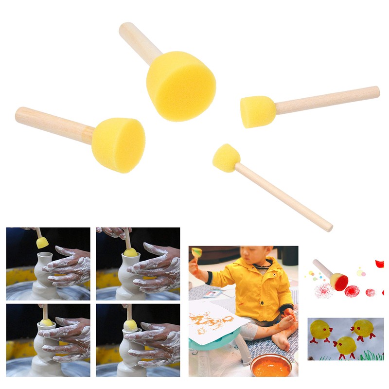 Kare & Kind 30-Piece Round Sponge Brush Set, Painting Tools,
